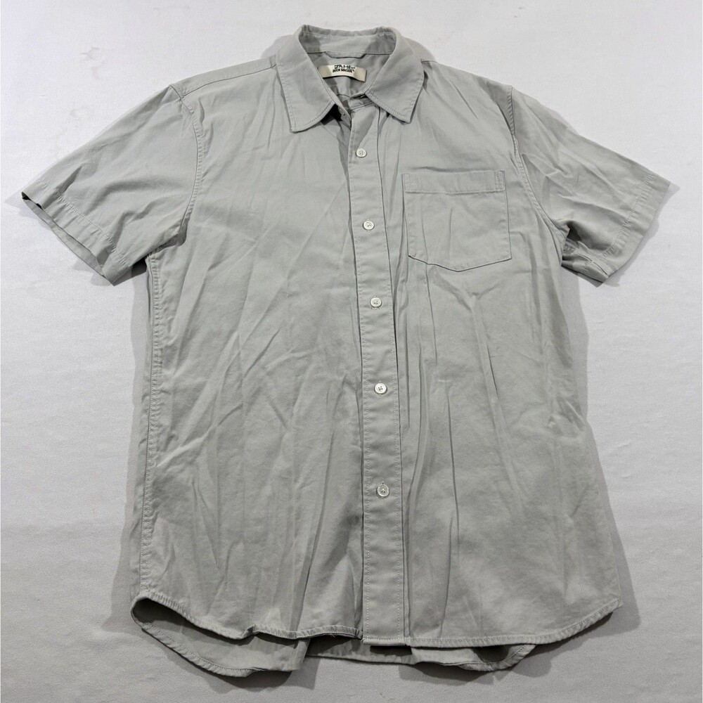 Buck Mason Camp Shirt Mens Gray Short Sleeve Button Pocket Casual Preppy Sz M
